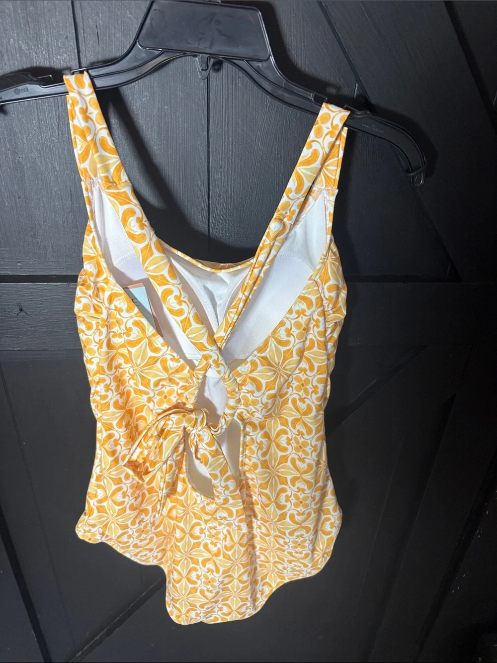 Shade & Shore Yellow Tile-Print Scoop One-Piece Swimsuit